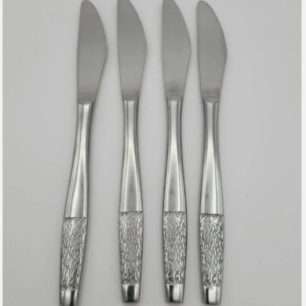 Vintage Amefa Holland Stainless Steel Dinner Knife Lot of 4 Knives Prestige Rare